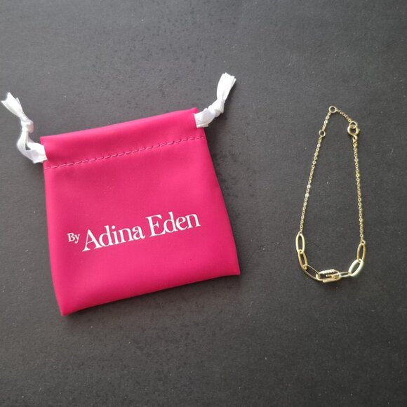 Pave Safety Pin Paperclip Bracelet - Picture 3 of 3